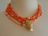 KJL Coral Bead Necklace & Gold Seashell Earrings: Undersea Collection