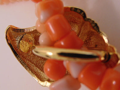KJL Coral Bead Necklace & Gold Seashell Earrings: Undersea Collection