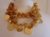 Vintage KJL Citrine Nugget Bib Necklace: Gold Plated Discs