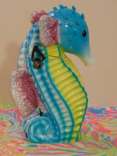 Timmy Woods Pastel Seahorse Wooden Purse with Swarovski Crystals