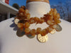 Vintage KJL Citrine Nugget Bib Necklace: Gold Plated Discs