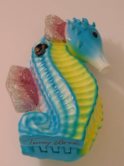 Timmy Woods Pastel Seahorse Wooden Purse with Swarovski Crystals