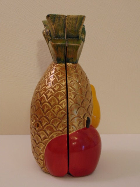 Retired Timmy Woods Pineapple Purse: Hand Carved Tropical Bag