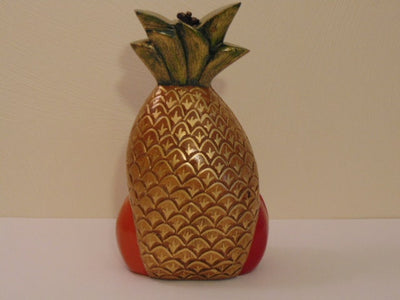 Retired Timmy Woods Pineapple Purse: Hand Carved Tropical Bag
