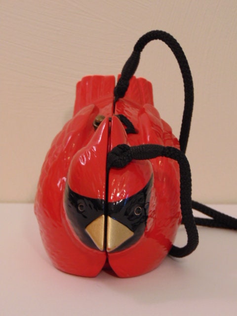 Retired Timmy Woods Cardinal Purse: Hand Carved Acacia Wood Sculpture