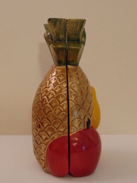 Retired Timmy Woods Pineapple Purse: Hand Carved Tropical Bag