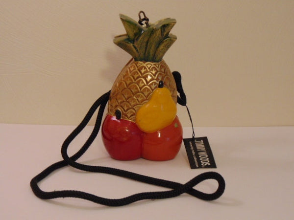 Retired Timmy Woods Pineapple Purse: Hand Carved Tropical Bag