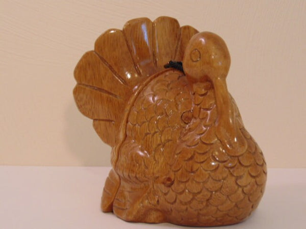 Retired Timmy Woods Wooden Turkey Purse - Handcrafted Acacia Wood Thanksgiving Decor Bag