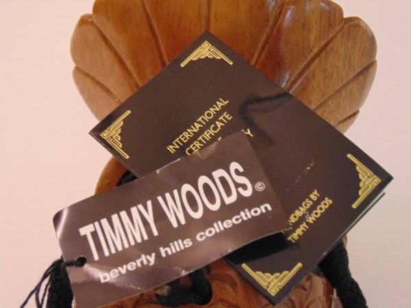 Retired Timmy Woods Wooden Turkey Purse - Handcrafted Acacia Wood Thanksgiving Decor Bag