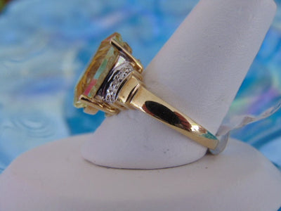 10KT Yellow Gold Lemon Quartz Ring - 5.50 Carat Oval Solitaire - Size 6 3/4