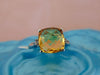 10Kt White Gold Cushion Cut Citrine and Diamond Ring - Size 6.5
