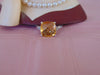 10Kt White Gold Cushion Cut Citrine and Diamond Ring - Size 6.5
