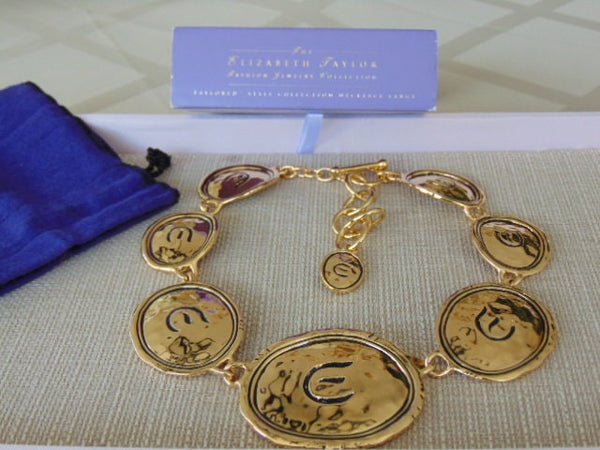 Vintage KJL Elizabeth Taylor Gold Coast Coin Necklace