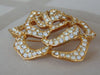 Vintage Elizabeth Taylor Passion Flower Brooch: Gold Crystal Rose Pin