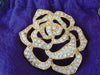 Vintage Elizabeth Taylor Passion Flower Brooch: Gold Crystal Rose Pin