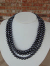 Elizabeth Taylor Midnight Romance Black Pearl Three Strand Necklace