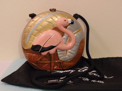 Vintage Timmy Woods Wooden Flamingo Purse: Collectible Shoulder Bag
