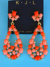 Vintage KJL Peach Crystal Drop Earrings: Summer Dangle Earrings