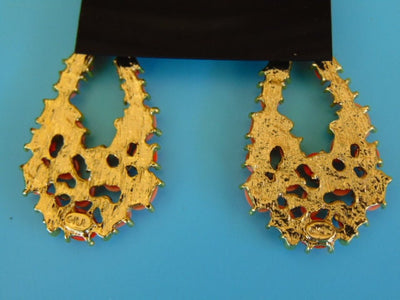 Vintage KJL Peach Crystal Drop Earrings: Summer Dangle Earrings