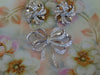 Vintage KJL Rhinestone Bow Brooch and Clip Earring Set
