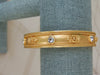 Vintage Liz Taylor Gold Bangle Bracelet: Crystal Heart & Rose Design