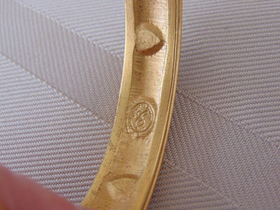 Vintage Liz Taylor Gold Bangle Bracelet: Crystal Heart & Rose Design