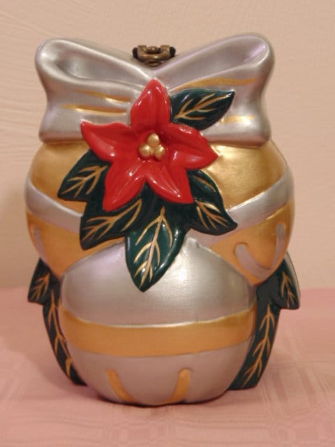Vintage Timmy Woods Poinsettia Purse: Acacia Wood Christmas Bag