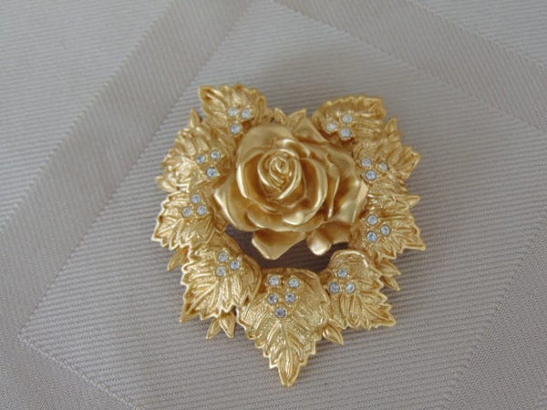 Vintage Elizabeth Taylor Rose Brooch: Golden Avon Jewelry