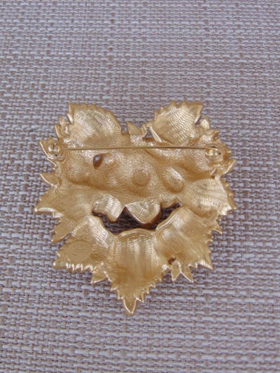 Vintage Elizabeth Taylor Rose Brooch: Golden Avon Jewelry