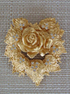Vintage Elizabeth Taylor Rose Brooch: Golden Avon Jewelry