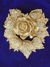 Vintage Elizabeth Taylor Rose Brooch: Golden Avon Jewelry