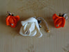 Vintage KJL Flower Brooch and Clip Earring Set: Peach & White Floral Jewelry