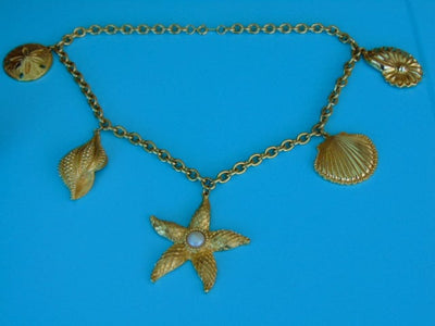 Vintage KJL Royal Sea Collection: Necklace and Clip On Earrings Set