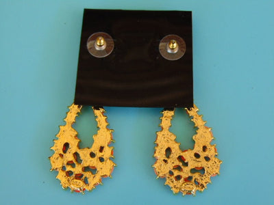 Vintage KJL Peach Crystal Drop Earrings: Summer Dangle Earrings