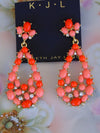 Vintage KJL Peach Crystal Drop Earrings: Summer Dangle Earrings