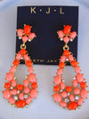 Vintage KJL Peach Crystal Drop Earrings: Summer Dangle Earrings