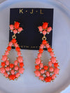 Vintage KJL Peach Crystal Drop Earrings: Summer Dangle Earrings