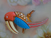Vintage Lucite Parrot Brooch: Aurora Borealis Rhinestones, Mid Century Modern