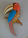 Vintage Lucite Parrot Brooch: Aurora Borealis Rhinestones, Mid Century Modern