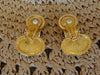 Elizabeth Taylor Clip On Earrings-Faux Green Opal Gold Earrings, Kenneth Jay Lane Earrings