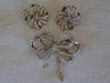 Vintage KJL Rhinestone Bow Brooch and Clip Earring Set