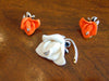 Vintage KJL Flower Brooch and Clip Earring Set: Peach & White Floral Jewelry
