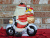 Vintage Timmy Woods Santa Motorcycle Purse: Handmade Acacia Wood Christmas Bag