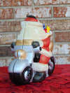 Vintage Timmy Woods Santa Motorcycle Purse: Handmade Acacia Wood Christmas Bag