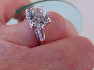 14KT White Gold CZ Ring: Round Solitaire, Size 5 3/4