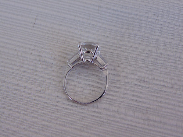 14KT White Gold CZ Ring: Round Solitaire, Size 5 3/4