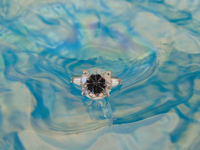 14KT White Gold CZ Ring: Round Solitaire, Size 5 3/4