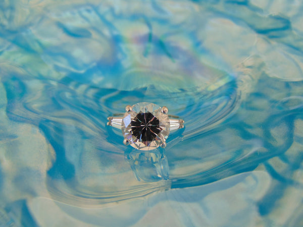 14KT White Gold CZ Ring: Round Solitaire, Size 5 3/4