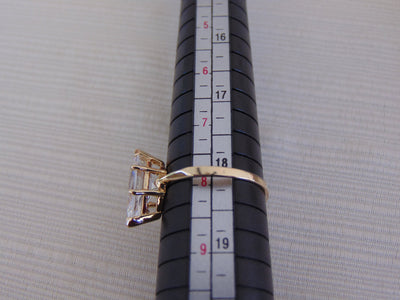14KTYG Marquee CZ Ring - Size 7 3/4 - Prong Set