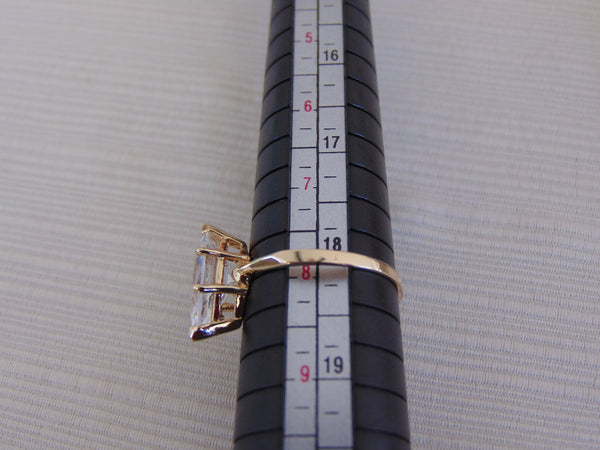 14KTYG Marquee CZ Ring - Size 7 3/4 - Prong Set